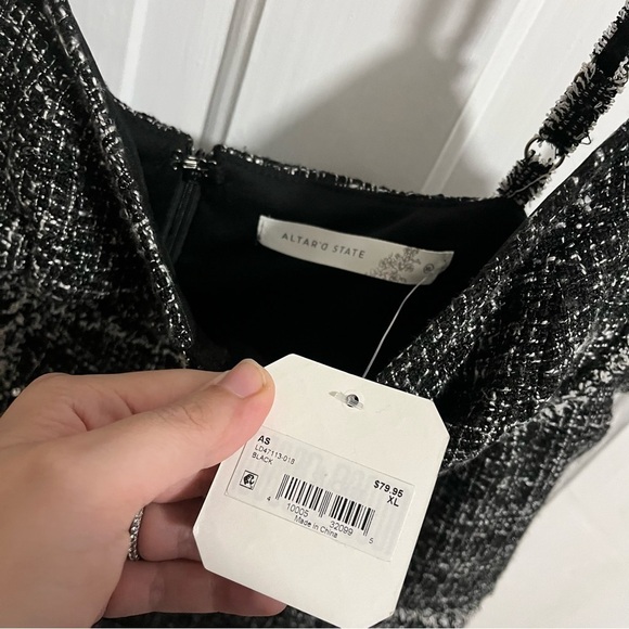 Altar’d State Tweed Bustier Corset Detail Mini Dress Black XL O1 - Picture 5 of 9